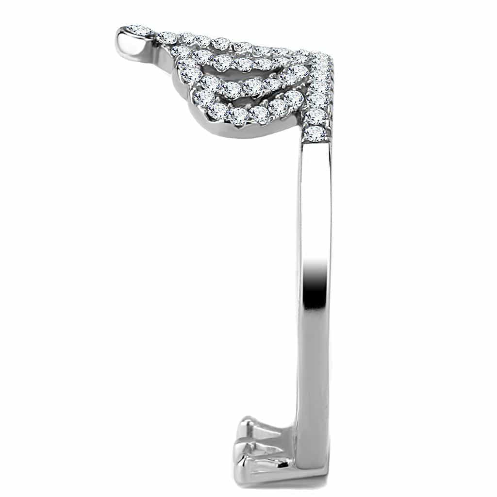 Stainless Steel CZ Crown Tiara Pave Open Ring view 8