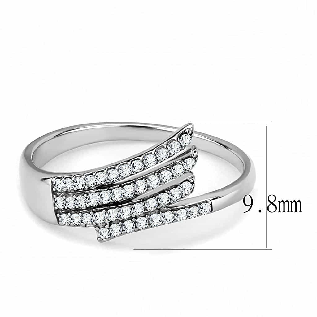 Stainless Steel CZ Pave Triple Bar Open Cuff Ring view 4