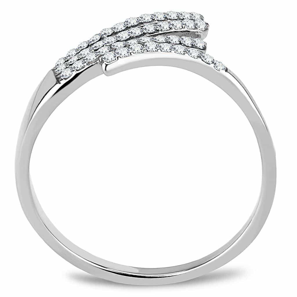 Stainless Steel CZ Pave Triple Bar Open Cuff Ring view 6