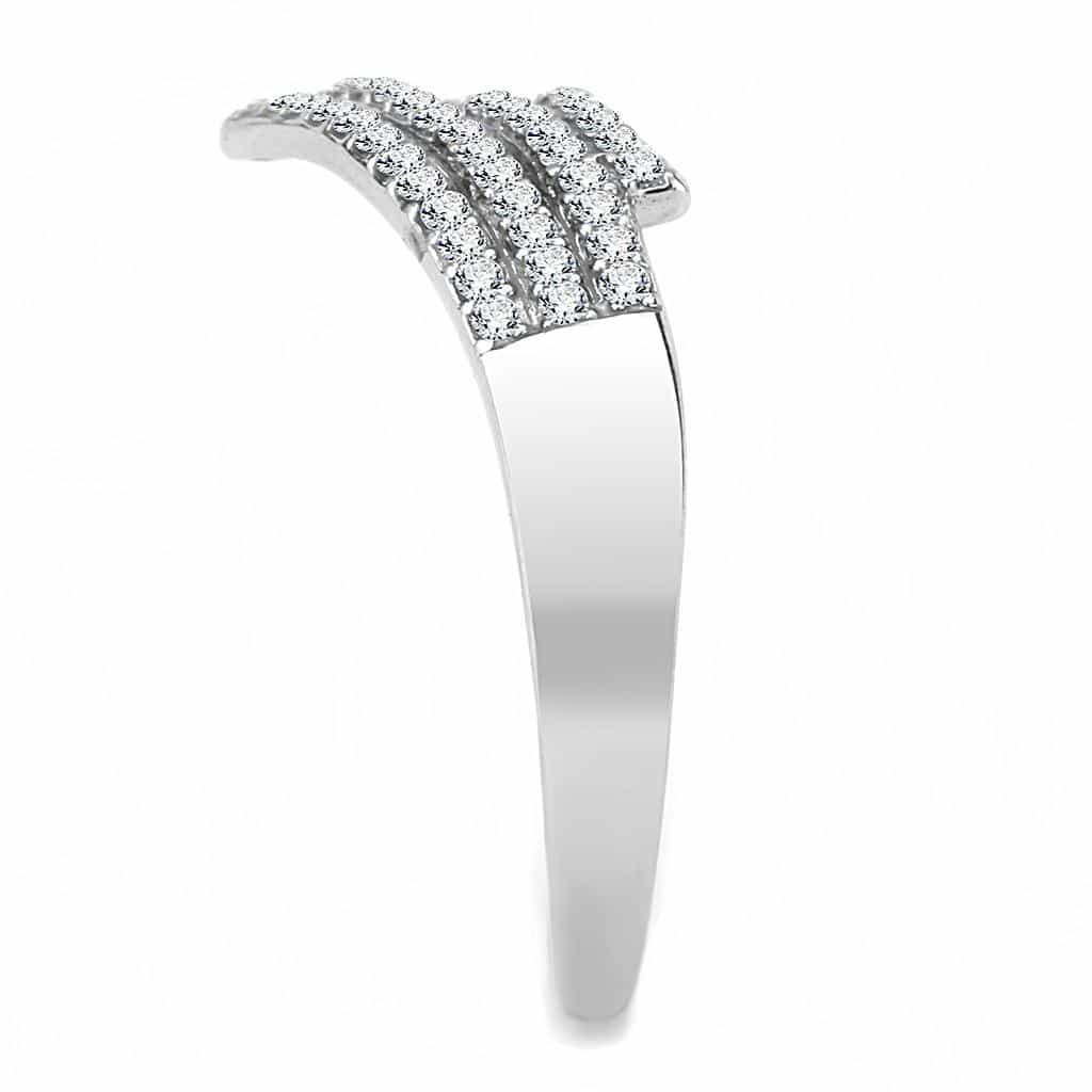 Stainless Steel CZ Pave Triple Bar Open Cuff Ring view 8