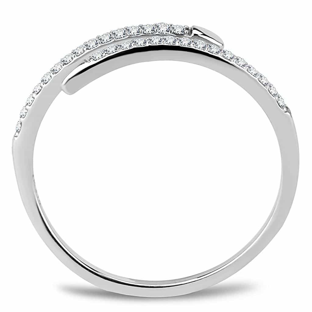Stainless Steel CZ Pave Thin Nail Wrap Open Ring view 6