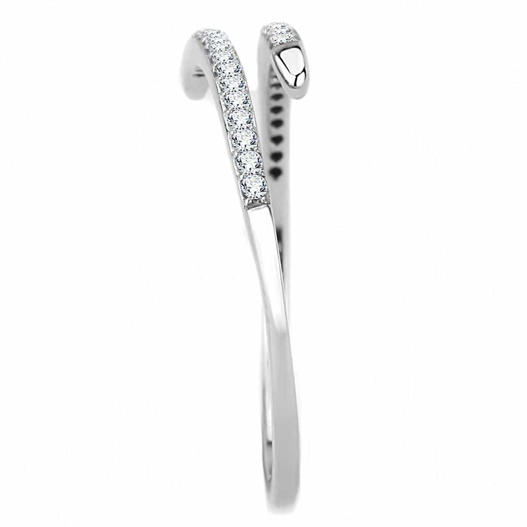 Stainless Steel CZ Pave Thin Nail Wrap Open Ring view 8