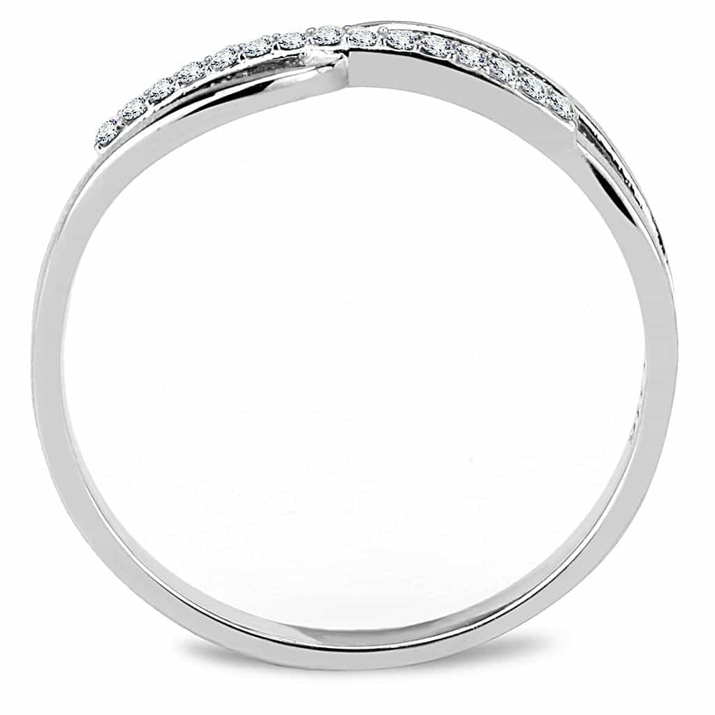 Stainless Steel CZ Round Pave Disc Double Band Ring view 6