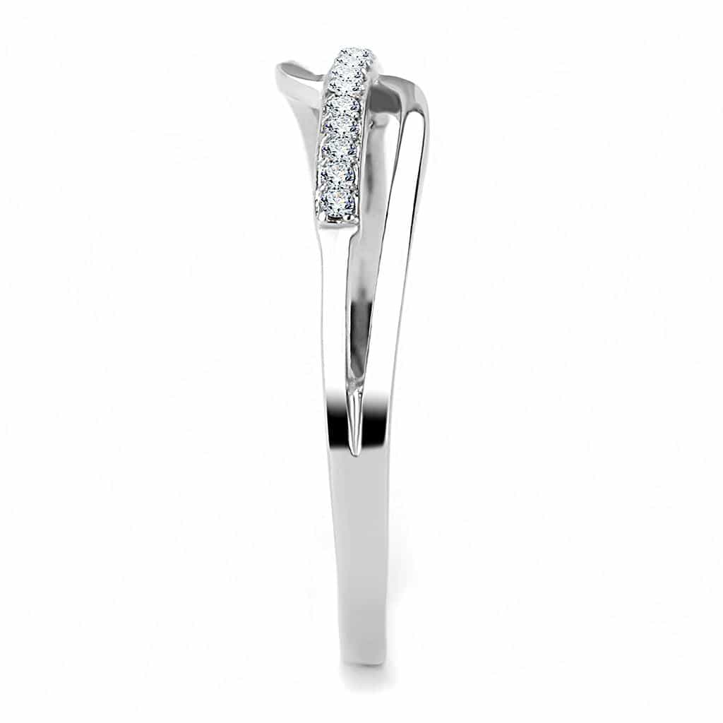 Stainless Steel CZ Round Pave Disc Double Band Ring view 8