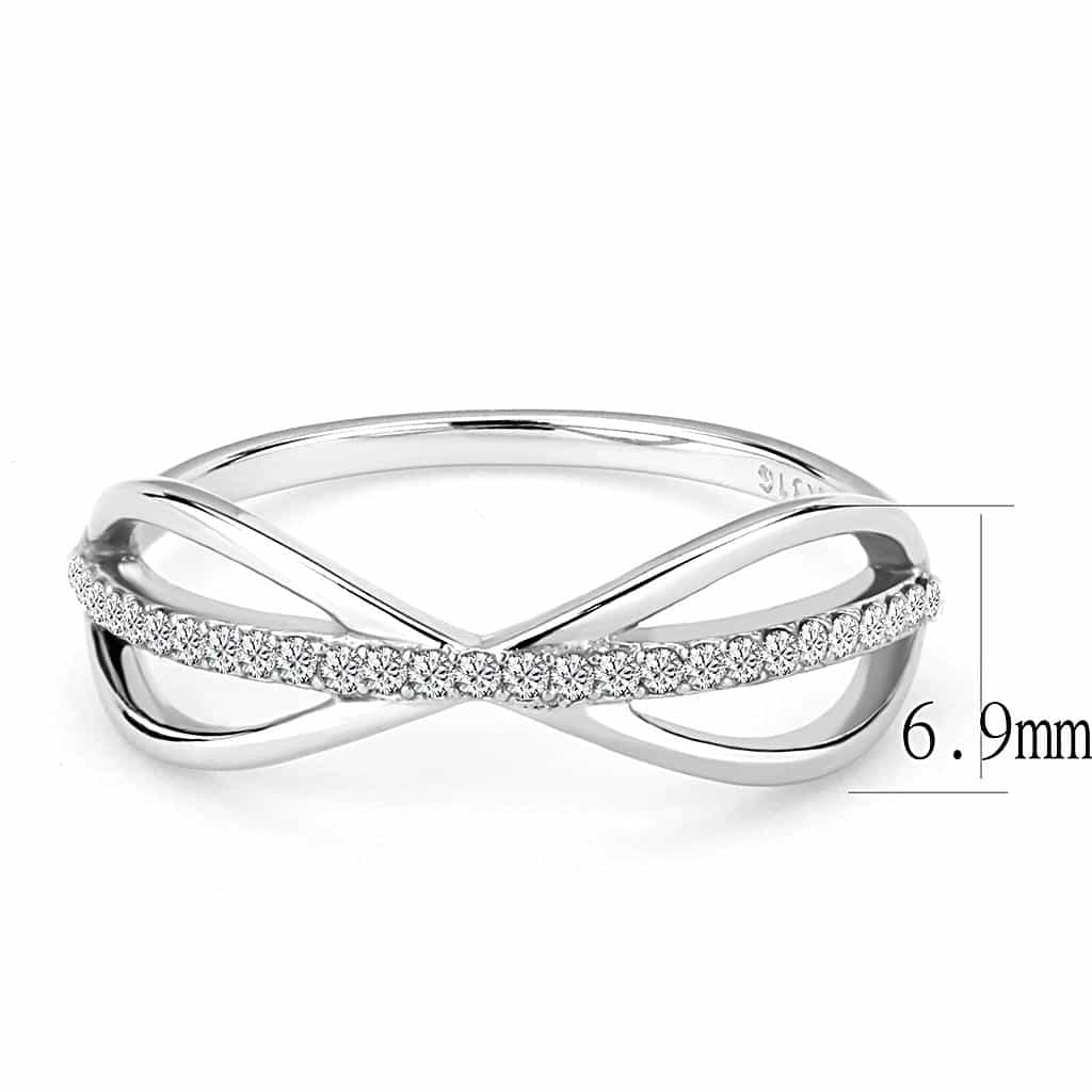 Stainless Steel CZ Pave Infinity Crossover Open Band Ring view 4