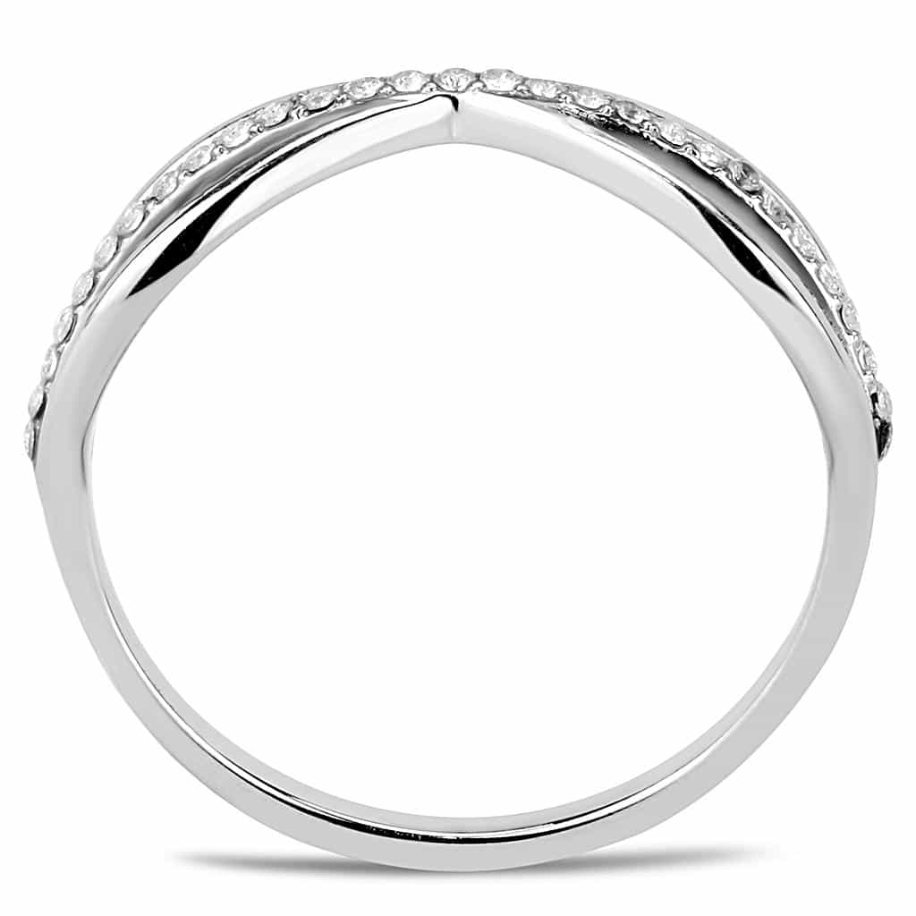 Stainless Steel CZ Pave Infinity Crossover Open Band Ring view 6