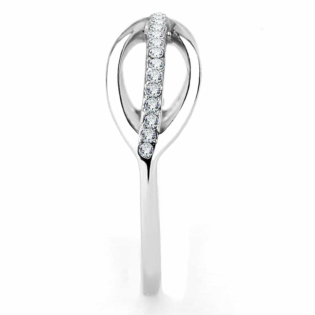Stainless Steel CZ Pave Infinity Crossover Open Band Ring view 8