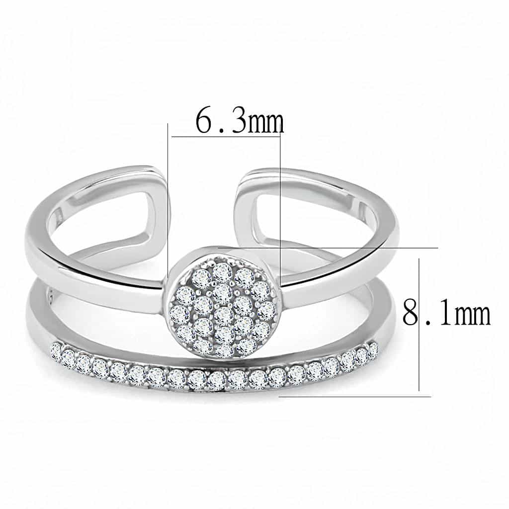 Stainless Steel CZ Round Pave Disc Open Double Ring view 4