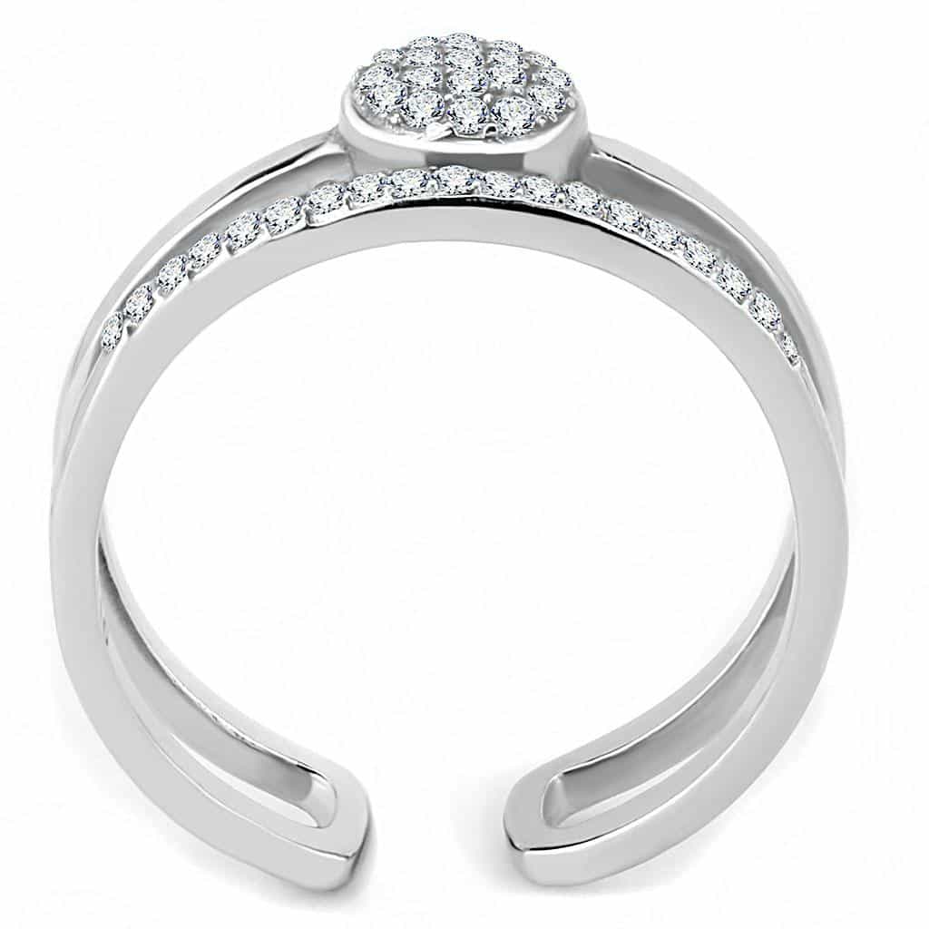 Stainless Steel CZ Round Pave Disc Open Double Ring view 6