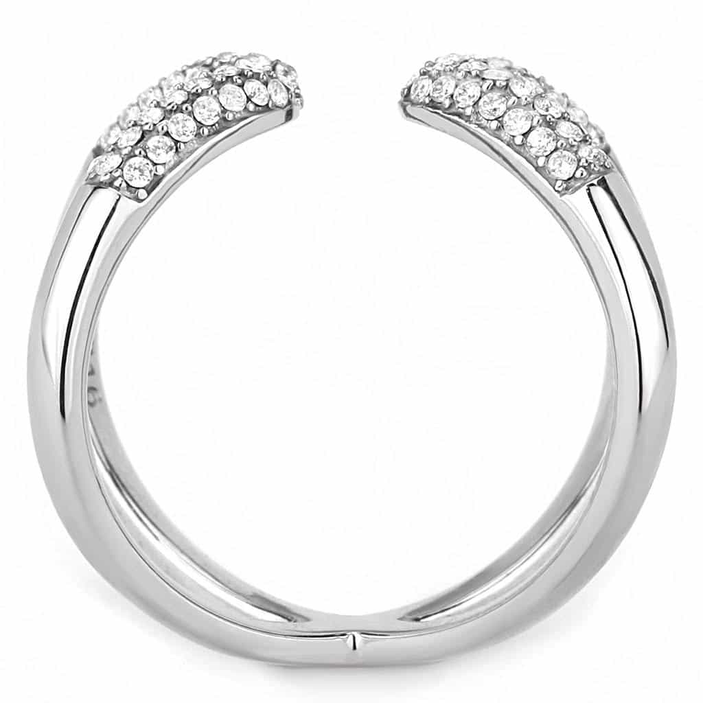Stainless Steel CZ Pave Arrow Cross Open Ring view 6