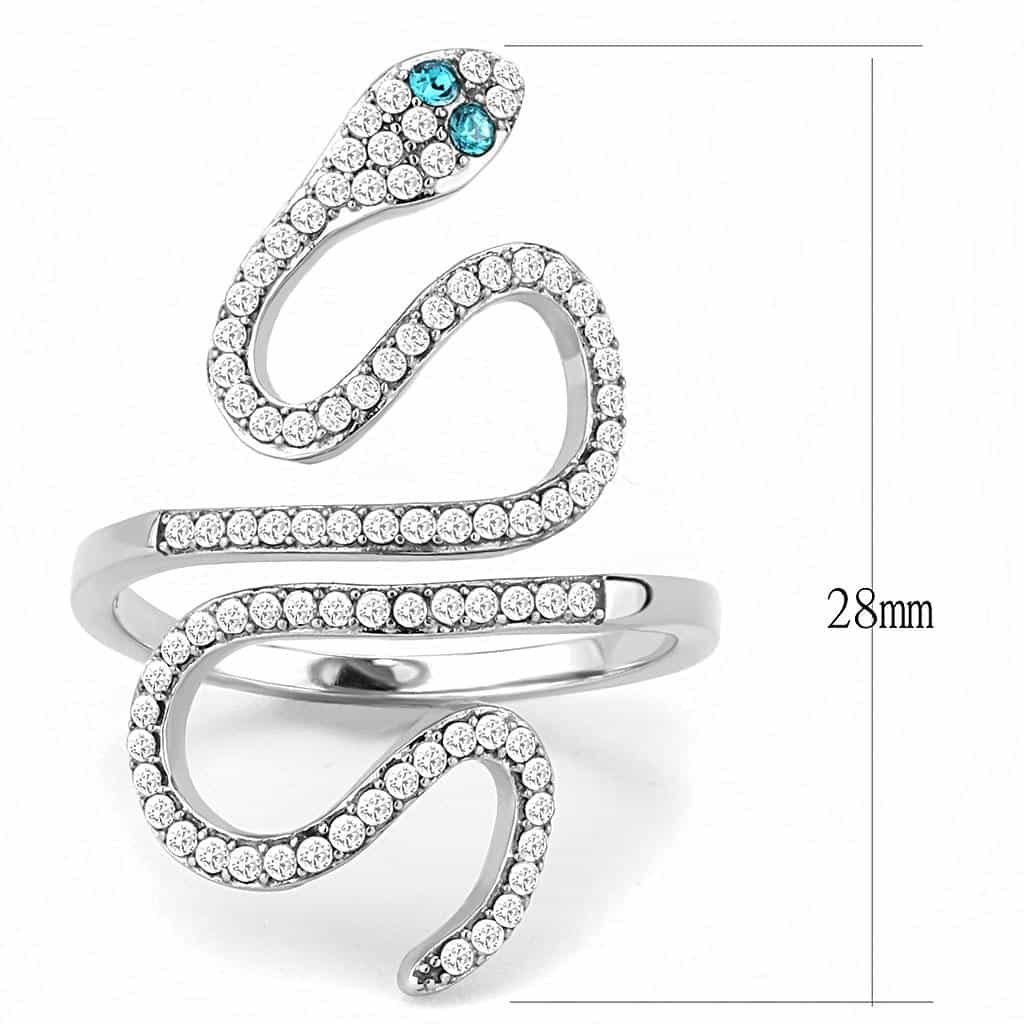 Stainless Steel CZ Pave Snake Wrap Open Ring view 4
