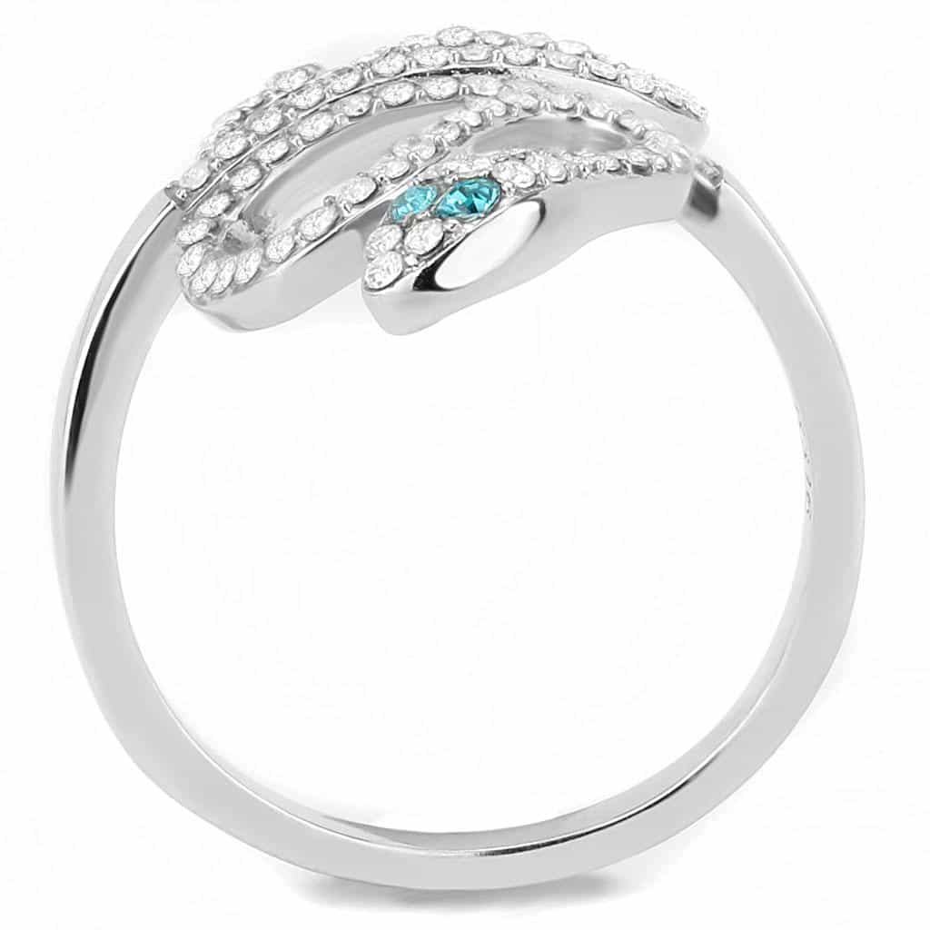 Stainless Steel CZ Pave Snake Wrap Open Ring view 6