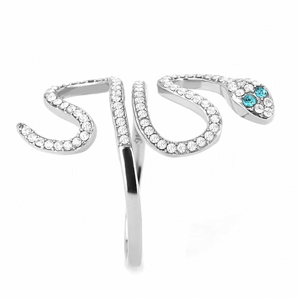 Stainless Steel CZ Pave Snake Wrap Open Ring view 8