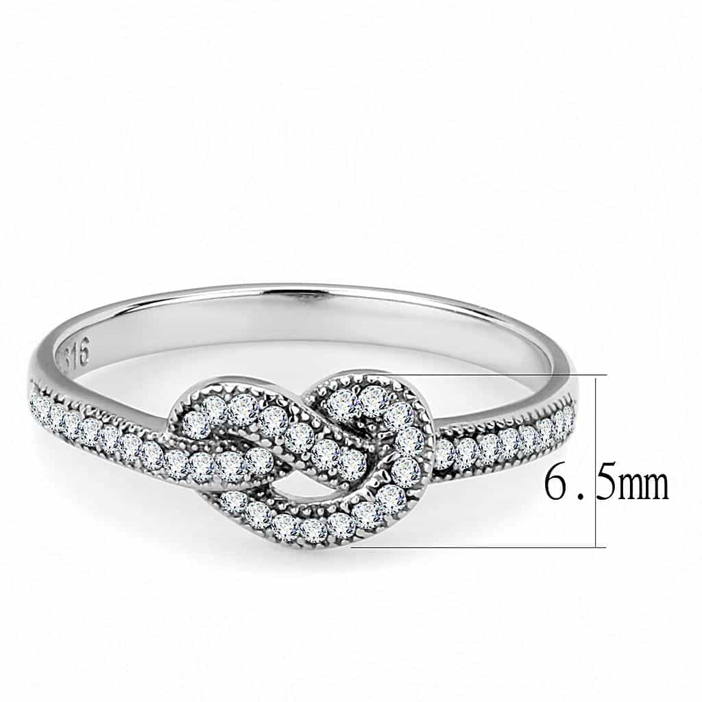 Stainless Steel CZ Pave Love Knot Thin Ring view 4