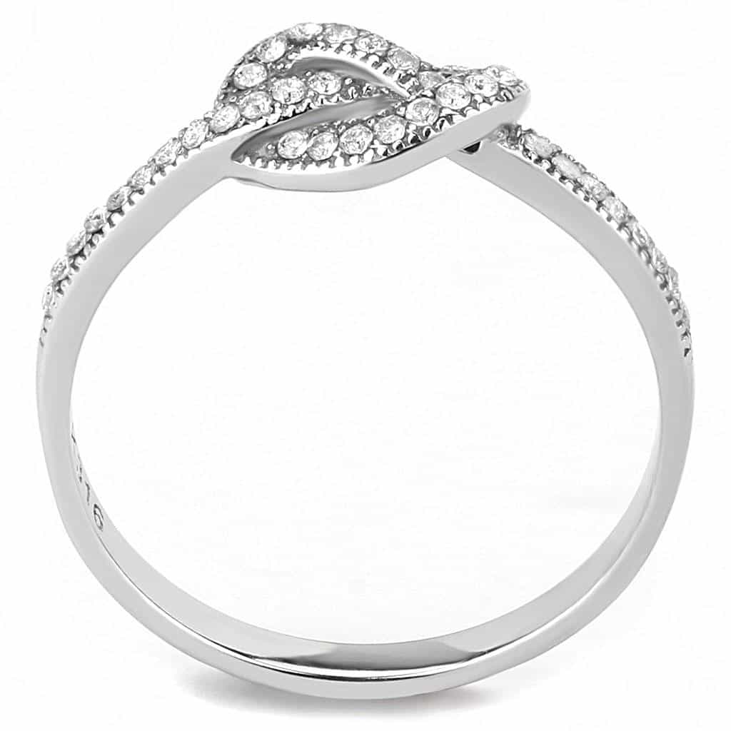Stainless Steel CZ Pave Love Knot Thin Ring view 6