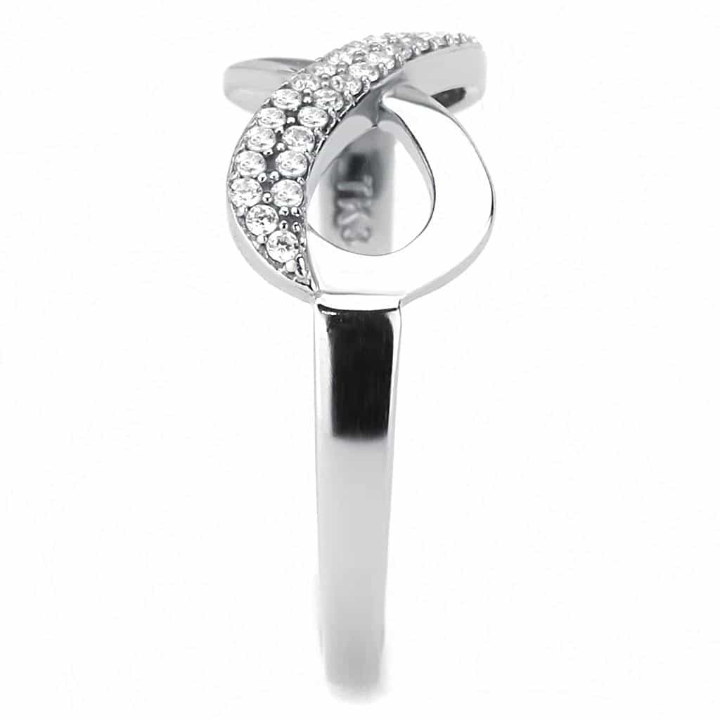 Stainless Steel CZ Pave Infinity Open Band Ring view 8