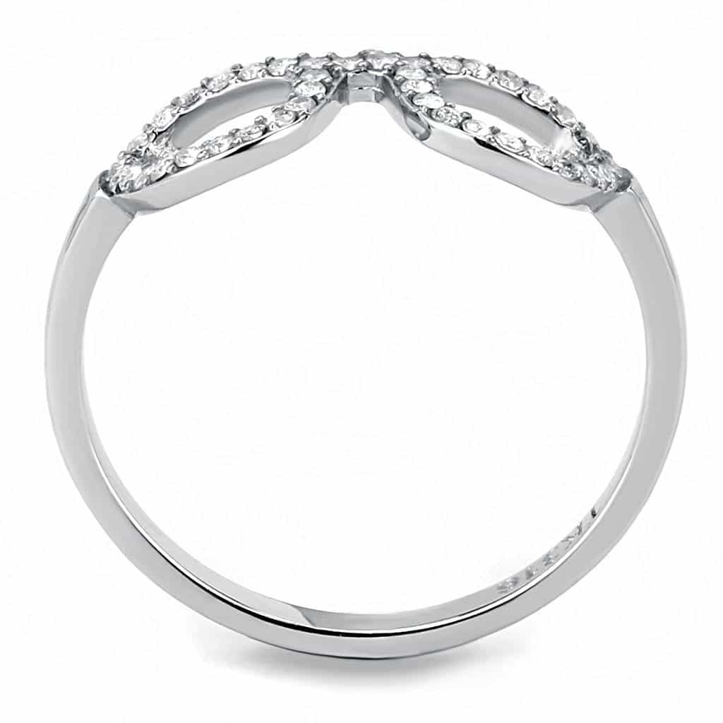 Stainless Steel CZ Pave Infinity Symbol Band Ring view 6