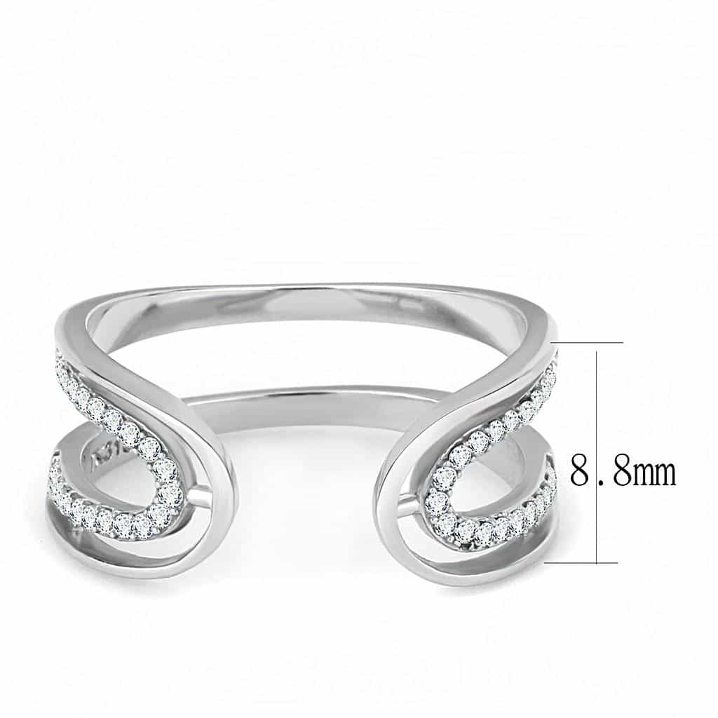 Stainless Steel CZ Pave Loop Open Thin Ring view 4
