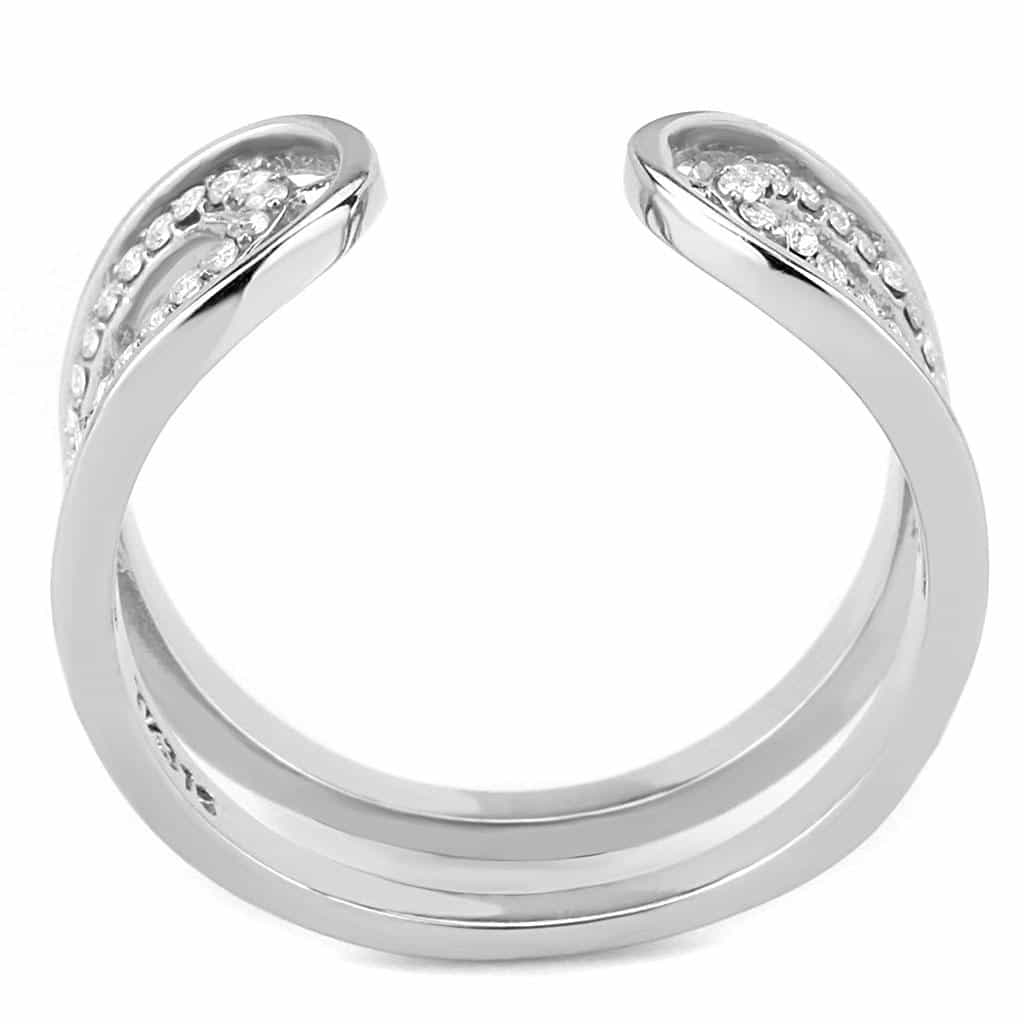 Stainless Steel CZ Pave Loop Open Thin Ring view 6