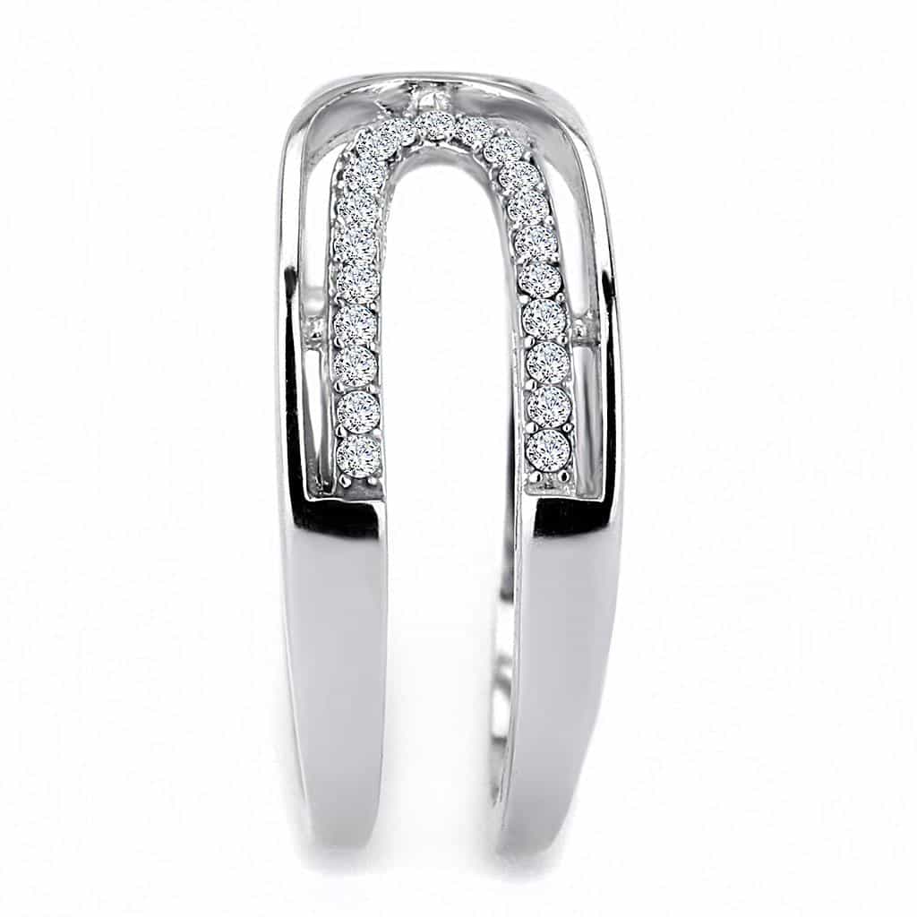 Stainless Steel CZ Pave Loop Open Thin Ring view 8
