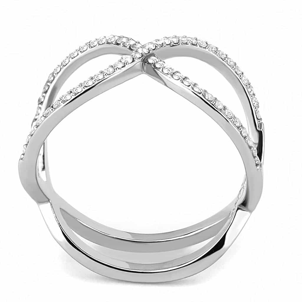 Stainless Steel CZ Pave Infinity Crossover Wide Ring view 6