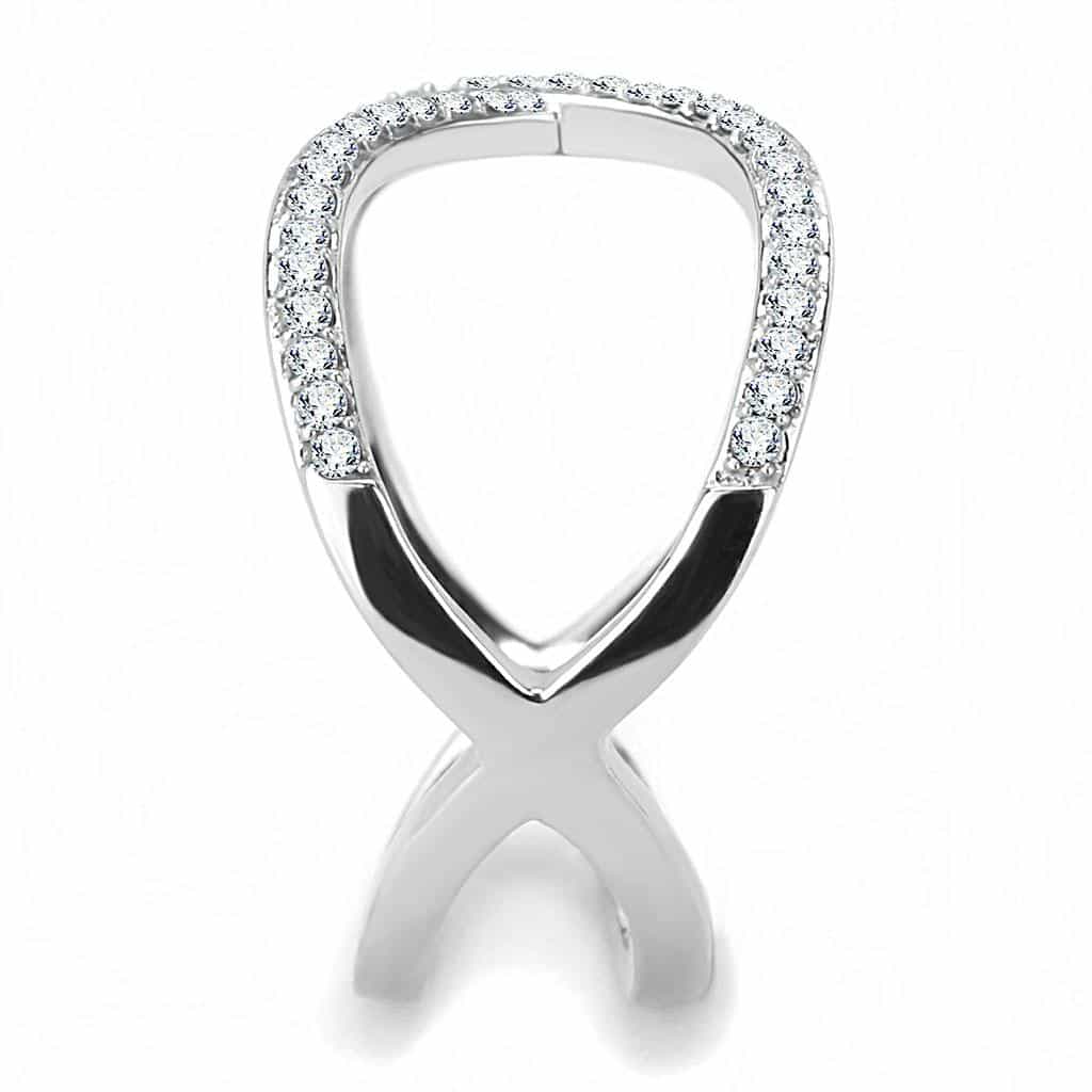 Stainless Steel CZ Pave Infinity Crossover Wide Ring view 8