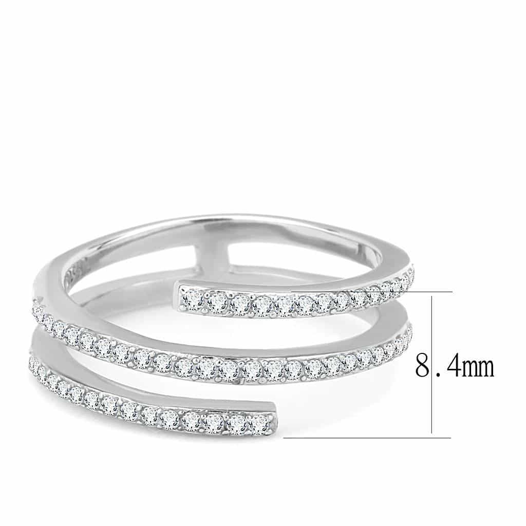 Stainless Steel CZ Pave Double Row Open Band Ring view 4