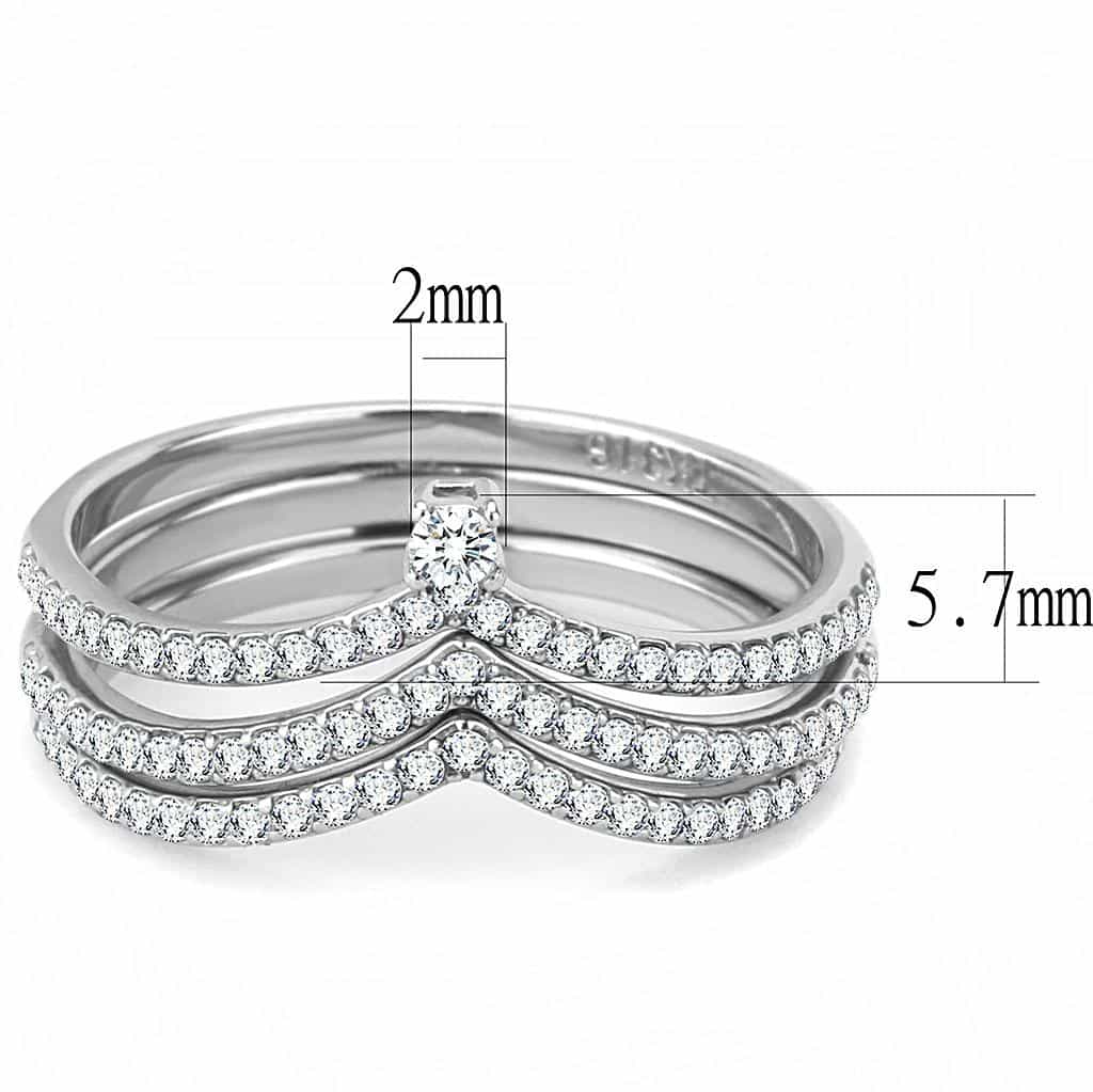 Stainless Steel CZ Pave Split Shank V Bridal Set Ring view 4