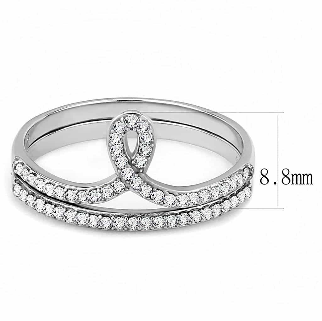 Stainless Steel CZ Asscher Cut Pave Bridal Set Ring view 4
