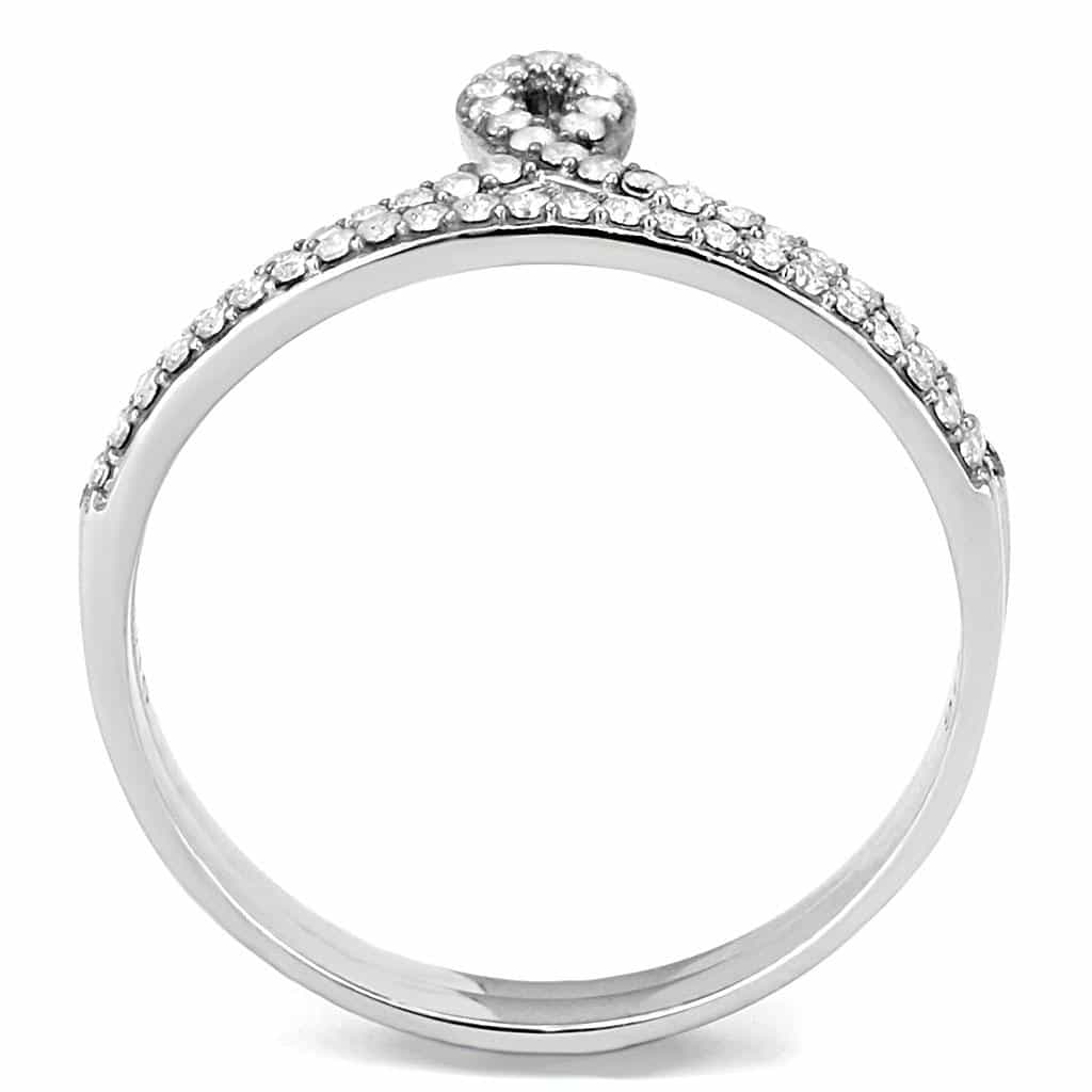 Stainless Steel CZ Asscher Cut Pave Bridal Set Ring view 6