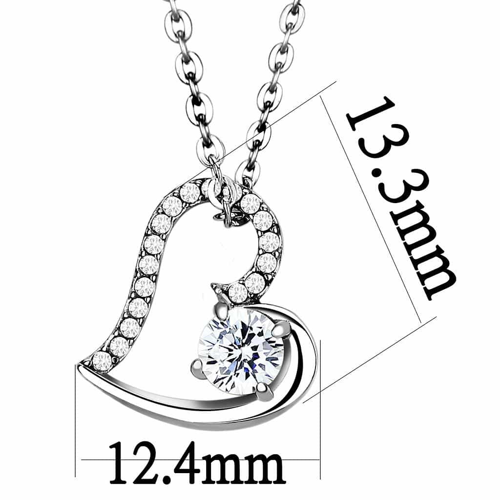 Stainless Steel CZ Pave Heart Pendant Chain Pendant view 4