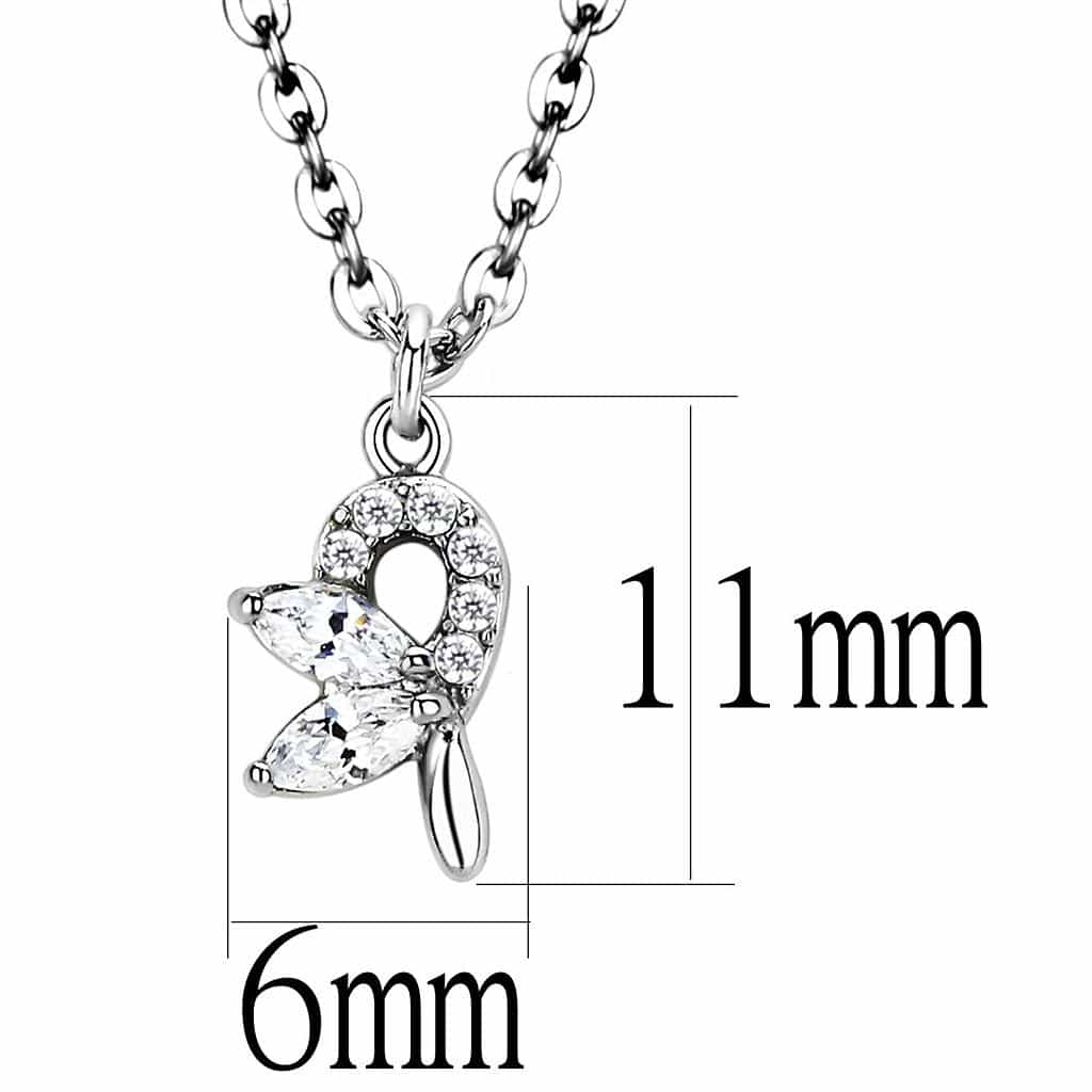 Stainless Steel CZ Pave Key Heart Pendant Chain Pendant view 4