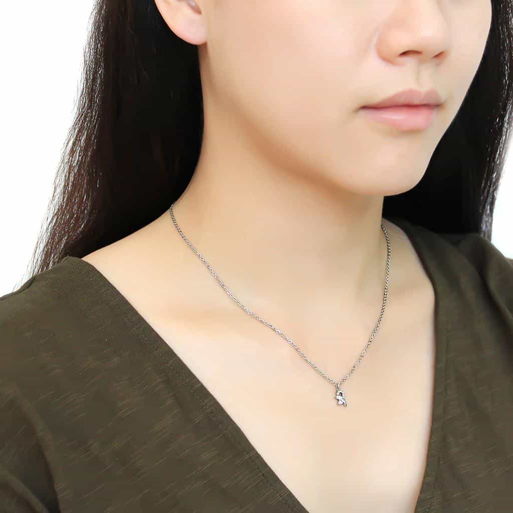 Stainless Steel CZ Pave Key Heart Pendant Chain Pendant view 6