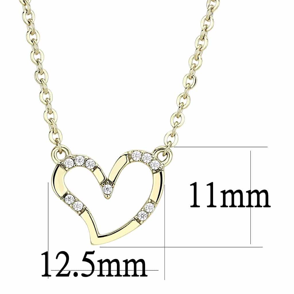 Stainless Steel Gold CZ Pave Open Heart Pendant Chain Pendant view 4