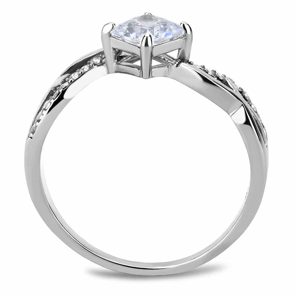 Stainless Steel CZ Princess Cut Infinity Crossover Ring view 6