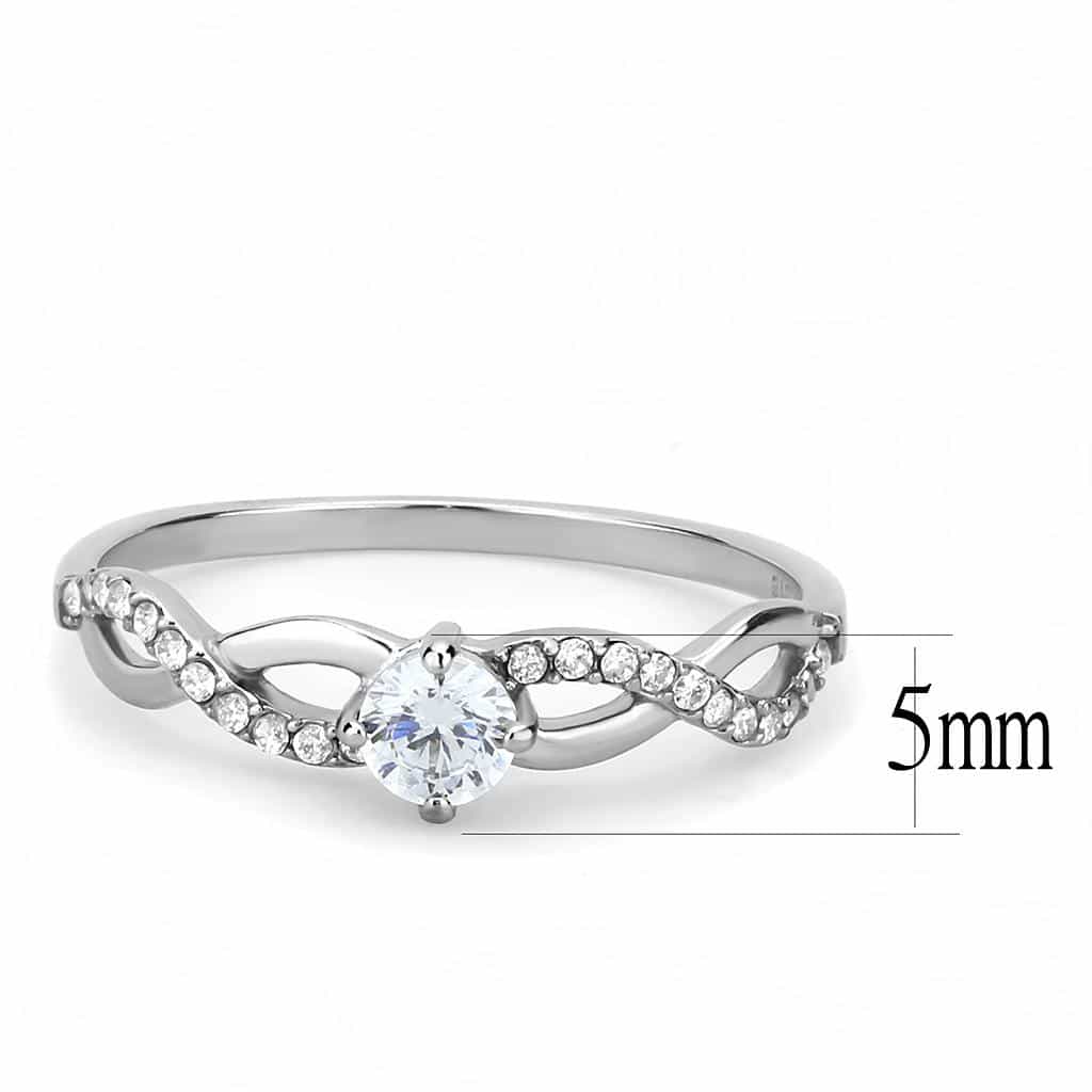 Stainless Steel CZ Round Infinity Twist Pave Solitaire Ring view 4