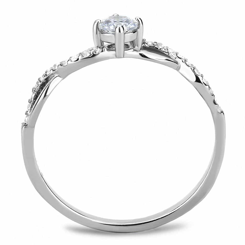 Stainless Steel CZ Round Infinity Twist Pave Solitaire Ring view 6