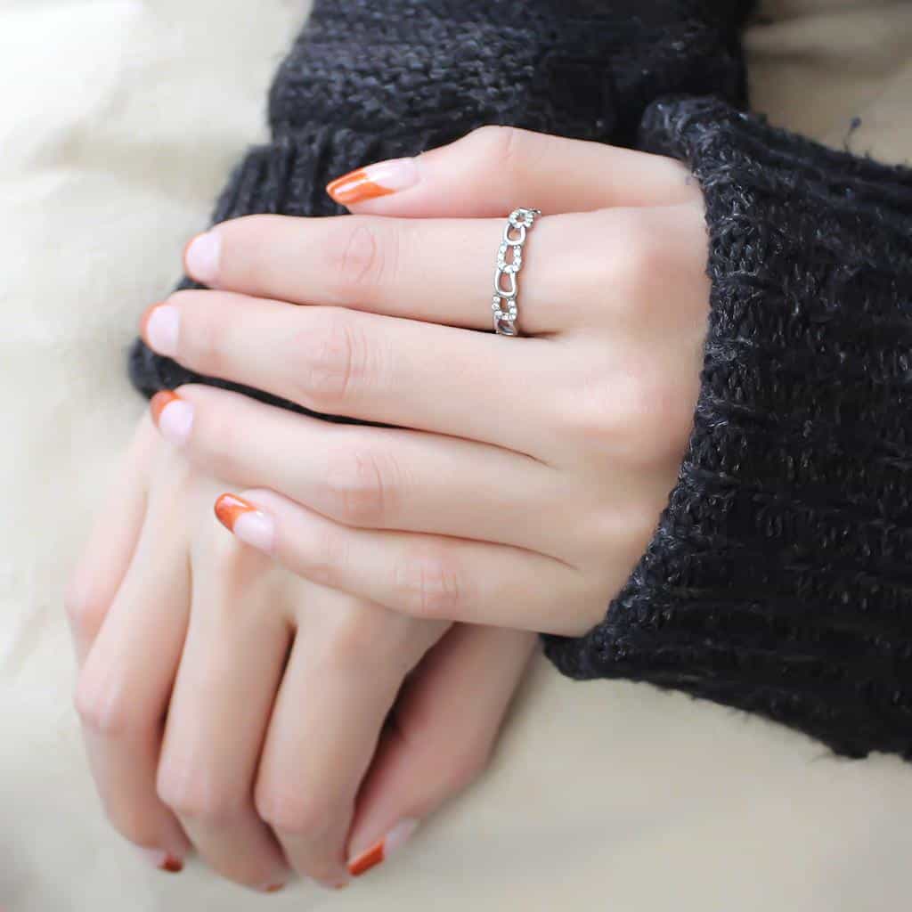 Stainless Steel CZ Pave Chain Link Band Ring view 10