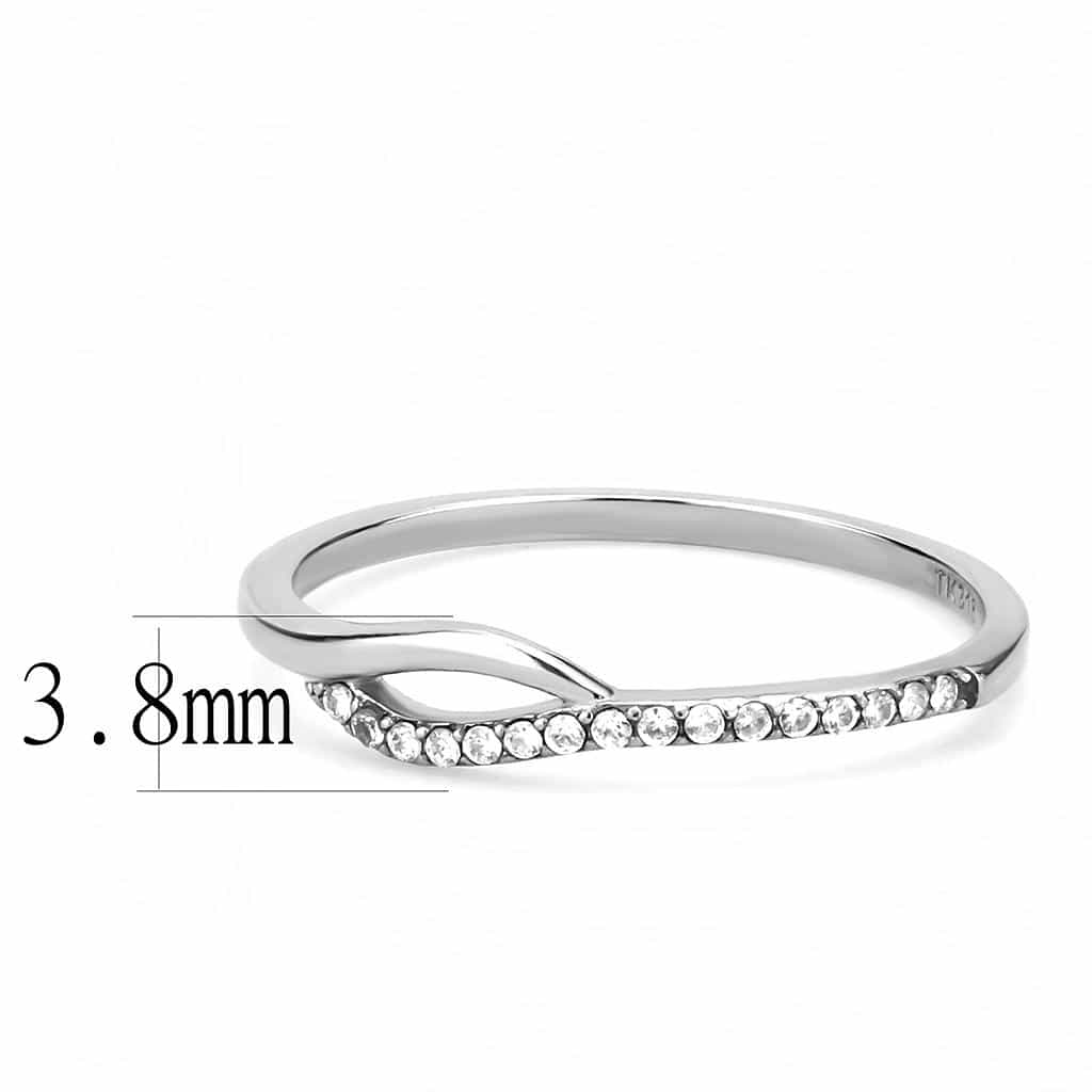 Stainless Steel CZ Pave Curved Slim Eternity Ring view 4