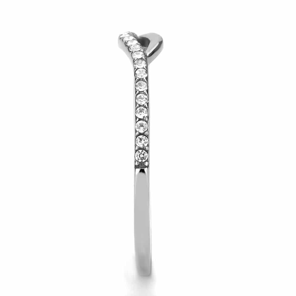 Stainless Steel CZ Pave Curved Slim Eternity Ring view 8
