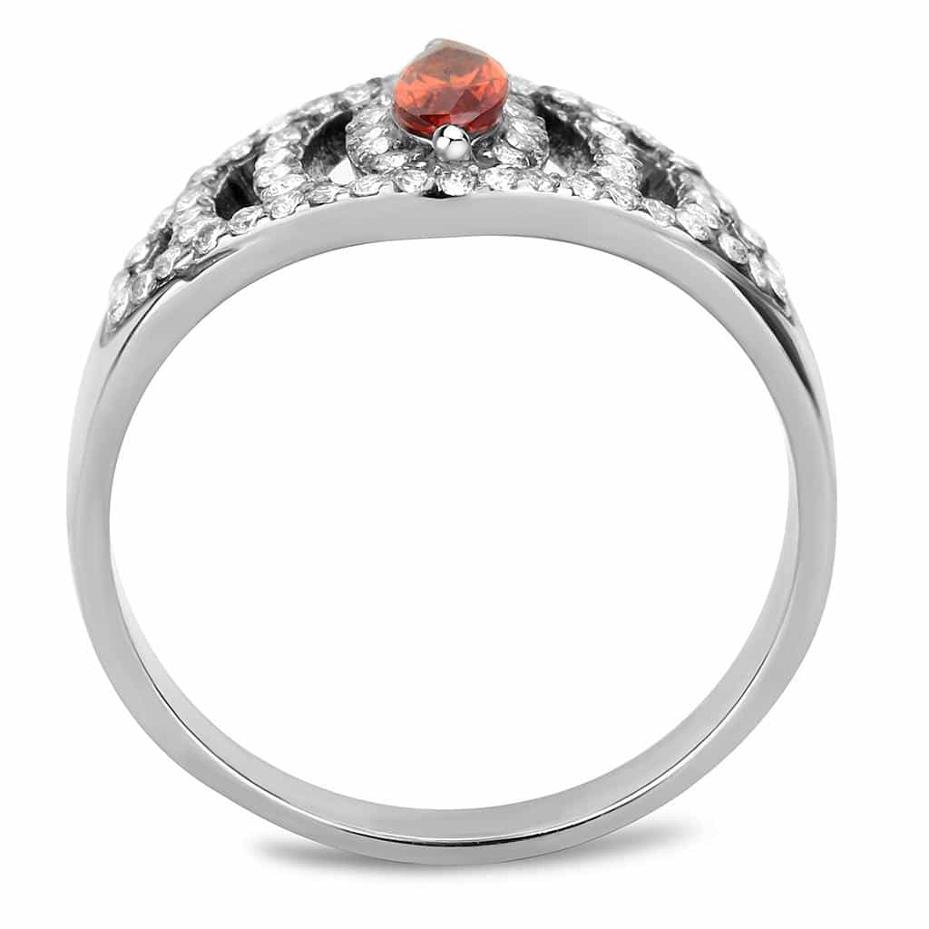 Stainless Steel Red CZ Marquise Pave Evil Eye Ring view 6