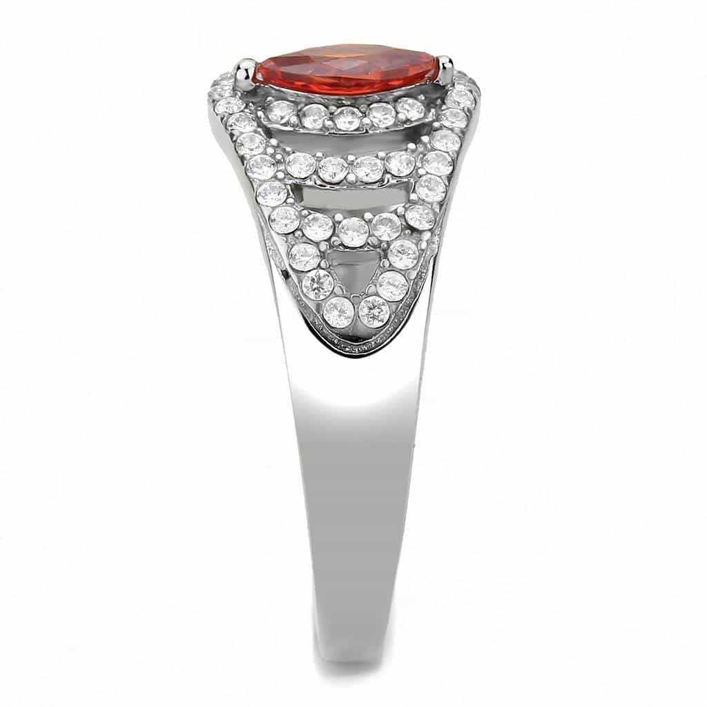 Stainless Steel Red CZ Marquise Pave Evil Eye Ring view 8