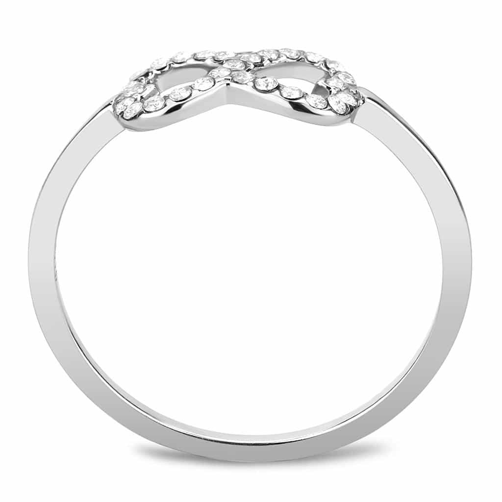 Stainless Steel CZ Pave Infinity Heart Band Ring view 6