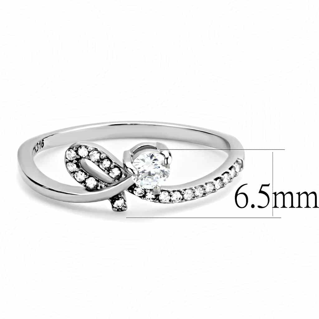 Stainless Steel CZ Round Pave Infinity Loop Solitaire Ring view 4