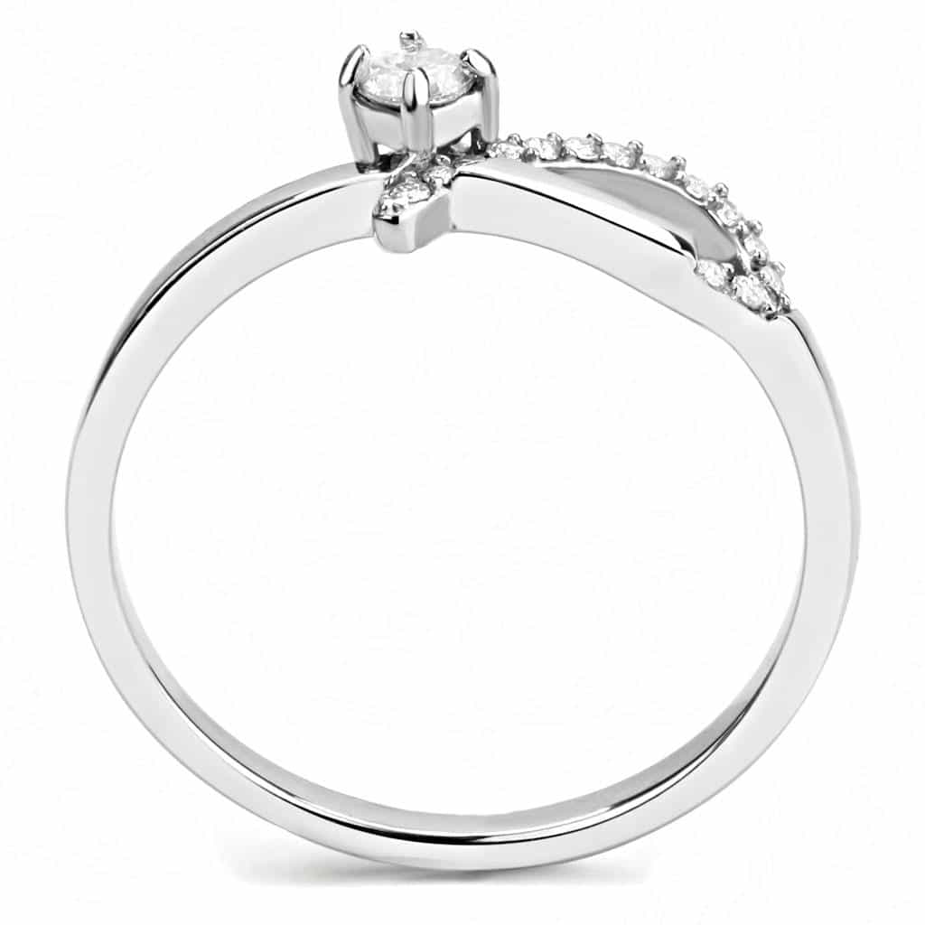 Stainless Steel CZ Pave Butterfly Open Ring view 6