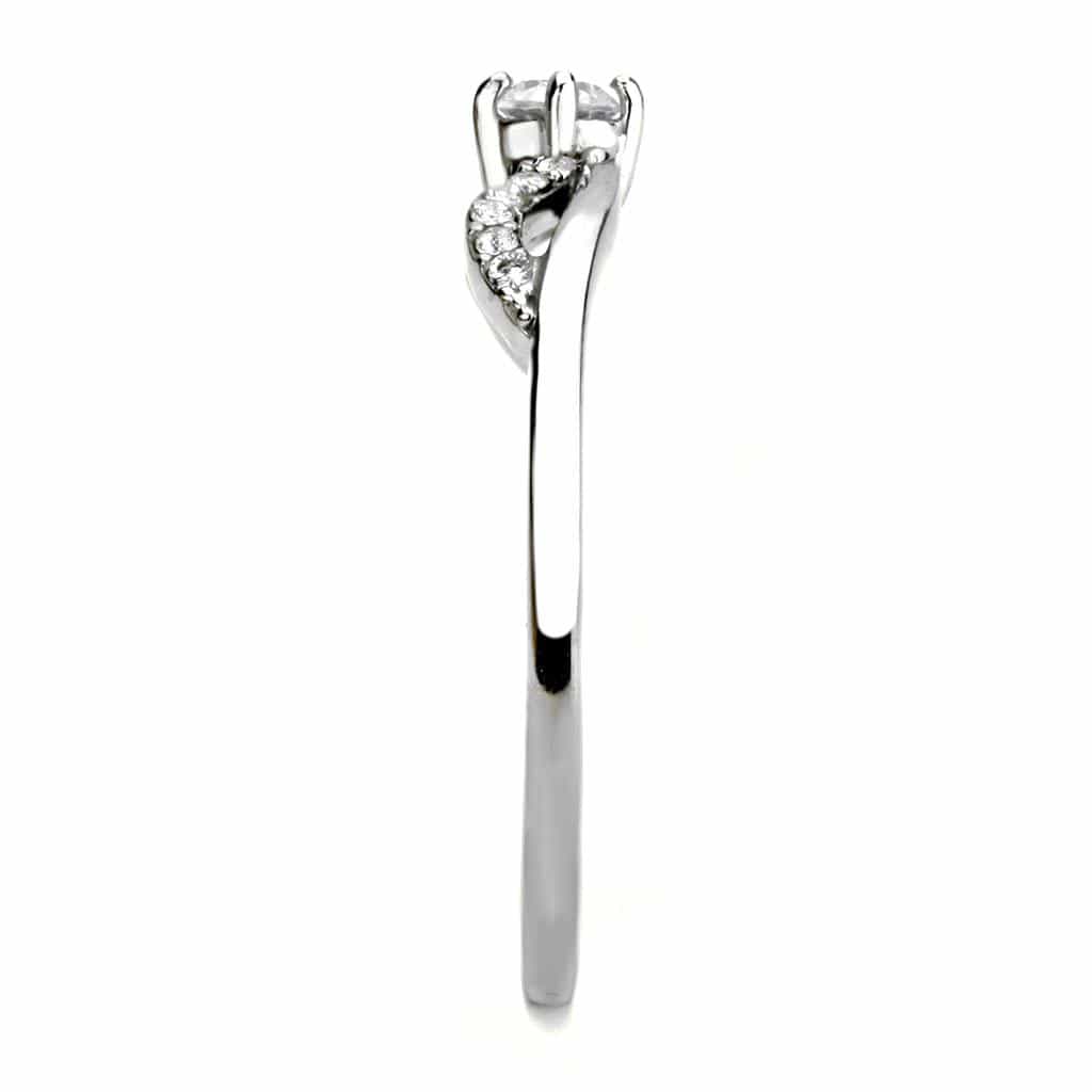 Stainless Steel CZ Round Pave Twisted Bow Solitaire Ring view 8