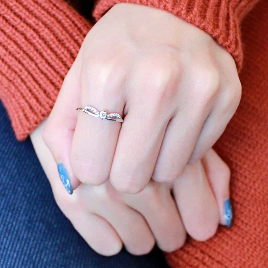 Stainless Steel CZ Round Pave Twisted Bow Solitaire Ring view 10