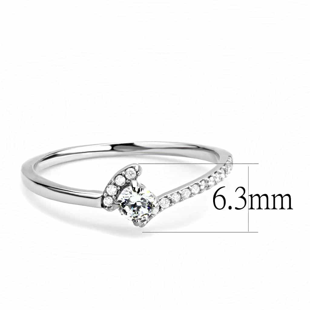 Stainless Steel CZ Round Heart Prong Solitaire Ring view 4