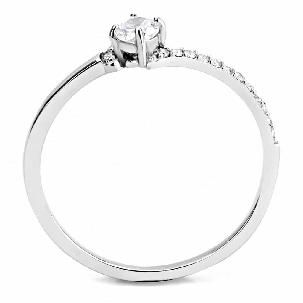 Stainless Steel CZ Round Heart Prong Solitaire Ring view 6