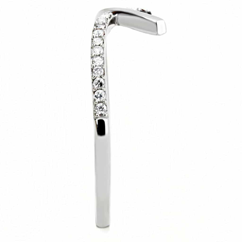 Stainless Steel CZ Slim Bypass Open Ring view 8